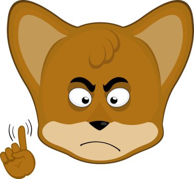 vektör illüstrasyon simgesi karakter yüz tilki hayvan, bir el hareketi ile hayır diyor