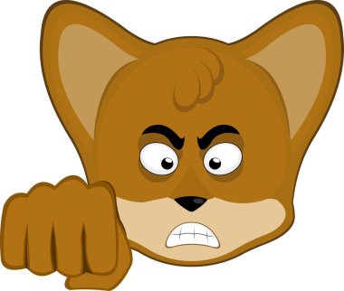 vektör illüstrasyon simgesi karakter yüz tilki hayvan, kızgın bir ifade ve yumruk tokalaşması ile