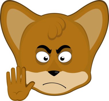 Vektör illüstrasyon simgesi karakter yüzlü tilki suratlı hayvan, bütün parmakları gösteren bir el hareketi ile
