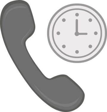 Çağrı zamanı konseptinde vektör illüstrasyon ikonu telefon tübü ve saat