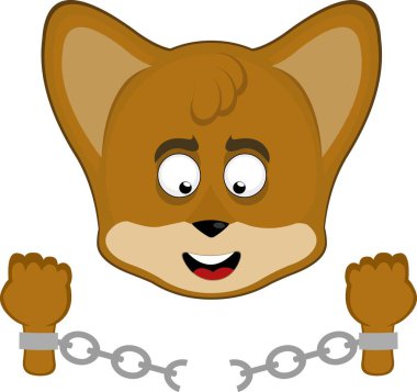 Vektör illüstrasyon simgesi karakteri. Tilki suratlı hayvan özgürlük ve özgürleşme zincirlerini kırıyor.