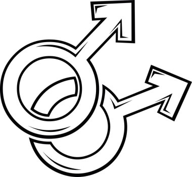 Siyah beyaz homoseksüel sembolü çizen vektör çizimi