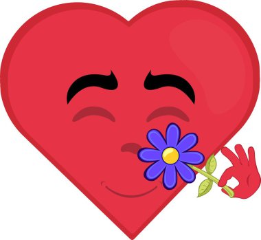 vektör illüstrasyon simgesi karakter kalp karikatürü, çiçek kokusu