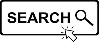 Arama düğmesine siyah beyaz konsept simgesi çizen vektör çizimi