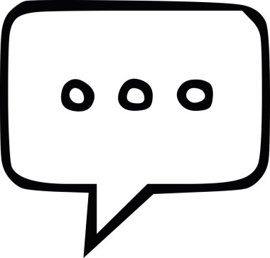 Noktalı diyalog kabarcığı vektörü. Siyah dolgulu karalama stili tasarım ve ne vuruş ne de beyaz dolgu. İletişim kavramları ve çevrimiçi sohbet arayüzleri için ideal