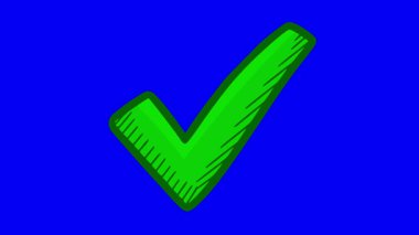 Elle çizilmiş karalama şeklinde hareketli yeşil işaret. Çapraz gölgeler ve organik çizgiler. Başarı, onay ya da tamamlama kavramları için mükemmel. Mavi kroma anahtar arkaplan ekranını içerir