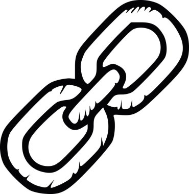 İki zincirleme bağlantının minimalist el çizimi vektörü. siyah dolgu tasarımı linki, sendikayı ve dijital güvenliği temsil ediyor. beyaz dolgu yok