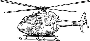 detaylı el çizimi helikopter vektör çizimi ve siyah dolgu çizgisi çizimi. profesyonel grafik kusursuz bütünleşme için hiçbir beyaz dolgu ya da arkaplan içermez