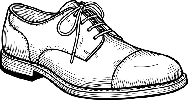 Beyaz arkaplanı veya moda ve iş tasarımları için doldurduğu siyah dolgu tarzında el çizimi klasik ayakkabı illüstrasyonu