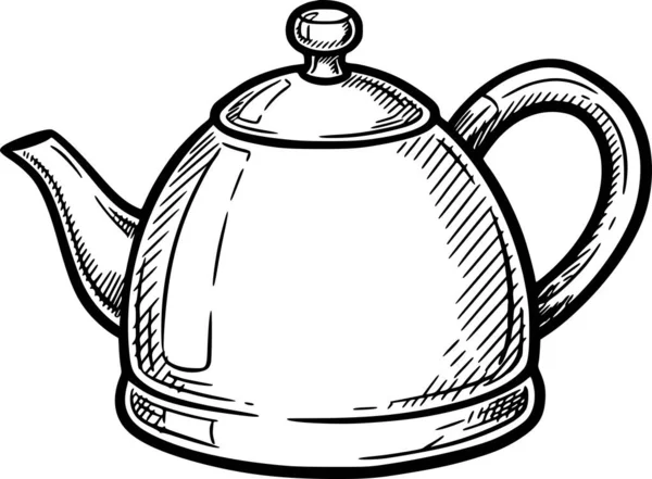 Çizgileri simüle etmek için siyah dolgulu mutfak çaydanlığı çizimi ve kafe veya çay tasarımı için beyaz dolgu dahil değil