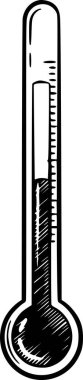 El çizimi termometre simgesi ile siyah dolgu ve kolay entegrasyon için beyaz dolgu yok sağlık projeleri için profesyonel tıbbi çizim çizimi