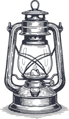 El çizimi tarzında klasik bir gaz lambası çizimi. Siyah dolgulu ve beyaz arkaplanı olmayan yüksek kaliteli bir vektör. Kırsal ve antika tasarımlar için mükemmel.