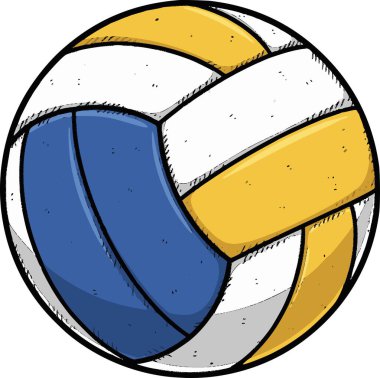 Katı renk dolguları da dahil olmak üzere manuel çizim tarzına sahip profesyonel voleybol vektörü ve desenli organik spor görüntüsü için çizilmiş el çizgileri
