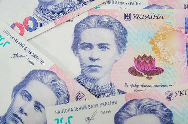 Українські Гроші 200 Гривень Фінансова Концепція Гривня Фону — стокове фото
