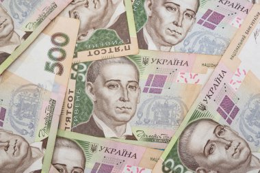 Geçmişi için Ukrayna Hrivnia 'sı. 500 Hryvnia banknotları. Mali konsept.