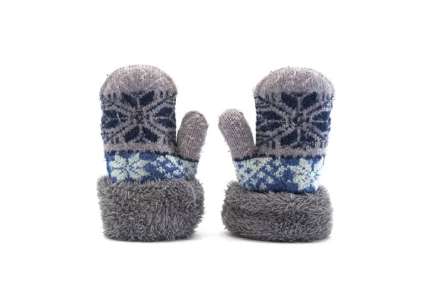 Warm Winter Mittens Isolated White Background Stock Picture