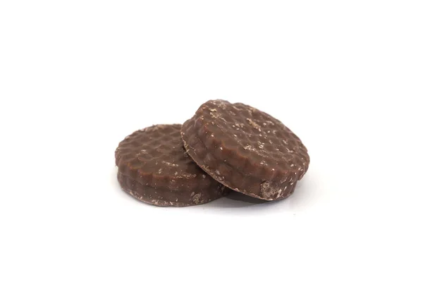 Galletas Chispas Chocolate Aisladas Sobre Fondo Blanco — Foto de Stock