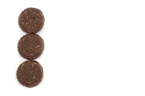 Galletas Chispas Chocolate Aisladas Sobre Fondo Blanco Espacio Copia Lugar — Foto de Stock