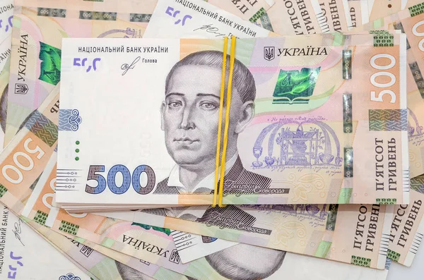 Ukrayna Hryvnia 500 Hryvnia Nın Yeni Banknotları Hryvnia Uah Yakın — Stok fotoğraf