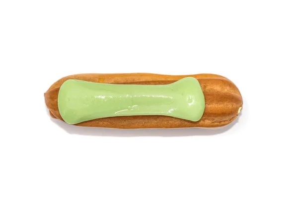 Green Pistachio Eclair Isolated White Background — ストック写真