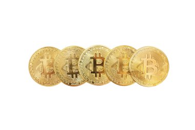 Bitcoinler beyaz arkaplanda izole edildi