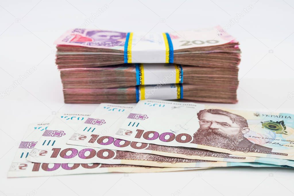 1000 and 200 hryvnia banknotes.Financial concept