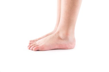 Beyaz arka planda bacaklar. Yan görünüm.