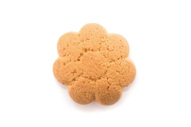 Beyaz arka planda izole edilmiş bir kurabiye. Yakın plan..