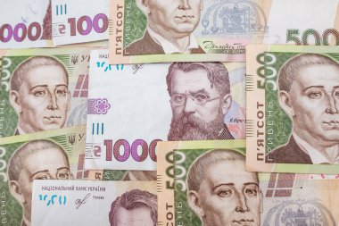 1000 ve 500 hryvniaya sahip finansal geçmiş.