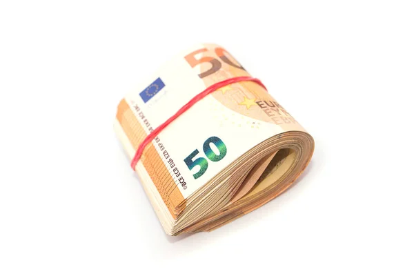 Sedlar Euro Bundna Med Ett Elastiskt Band Vit Bakgrund — Stockfoto