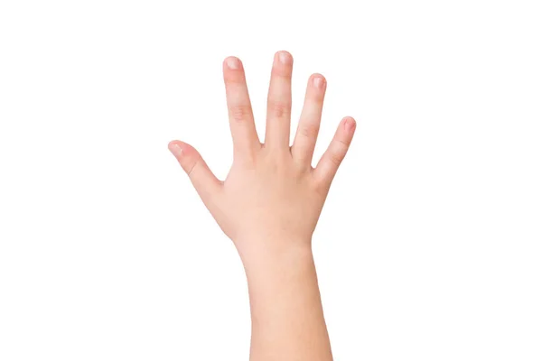 Baby Hand Isolated White Background Hand Gesture — Stock Photo, Image