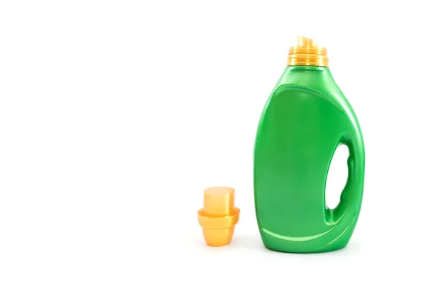 Detergent Zielonej Butelce Odizolowany Białym Tle Przestrzeń Kopiowania — Zdjęcie stockowe
