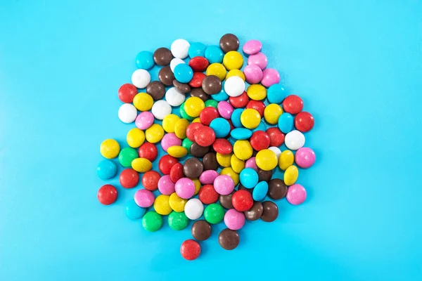 Colored Candies Isolated Blue Background View — Stock Photo, Image