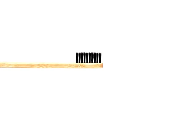 Bambu Tandborste Isolerad Vit Bakgrund Närbild — Stockfoto