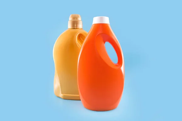 Detergent Washing Bottles Isolated Blue Background — ストック写真