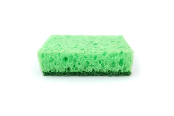 Green Sponge White Background Cleaning Sponge — Stock Photo, Image