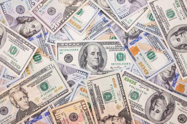 Dolarlı mali altyapı. Para dokusu. Çok para. Mali konsept.