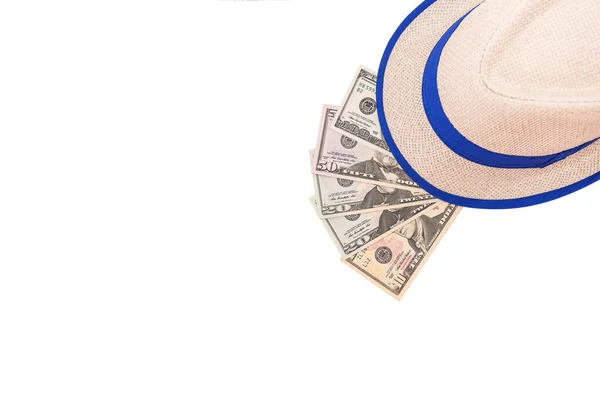 Dollars Hat Isolated White Copy Space — Stock Photo, Image