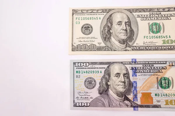 Notas 100 Dólares Emissão Nova Antiga Branco — Fotografia de Stock