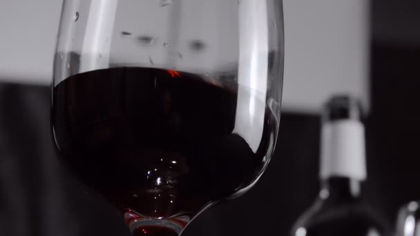 Vinho tinto num copo. Movimento lento — Vídeo de Stock