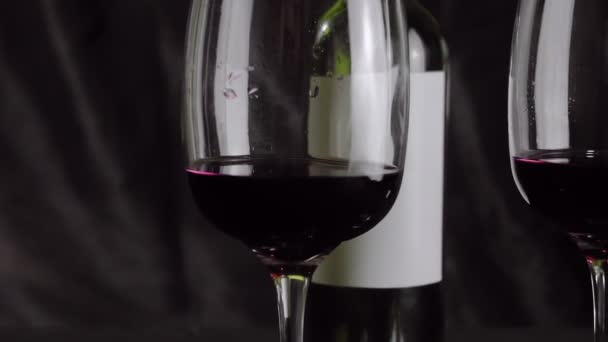 Red wine in a glass. Slow motion — Stock Video