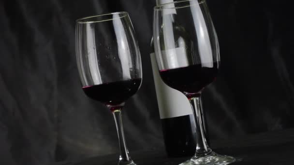 Vinho tinto num copo. Movimento lento — Vídeo de Stock