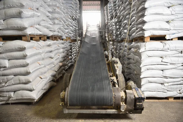 conveyor belt for moving goods in a warehouse