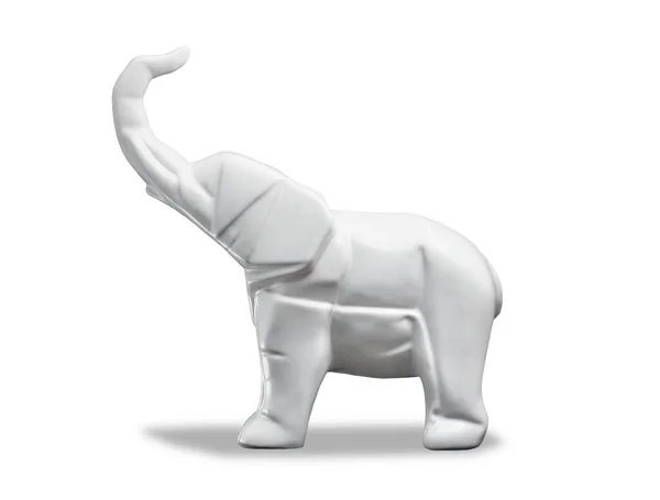 Figura elefante blanco en estilo geométrico sobre fondo blanco aislado — Foto de Stock