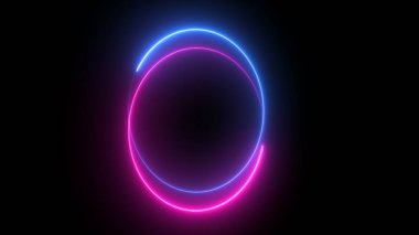 3D görüntüleme, mavi pembe neon çerçeve