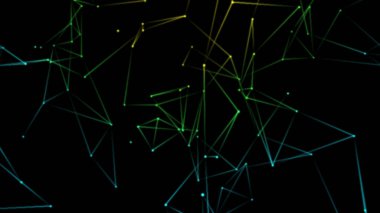 Birçok parlak çizgi ve parçacıkların soyut pleksus yapısı. Bağlantı konsepti. Yaratıcı teknolojik ultra geniş arkaplan 3D görüntüleme