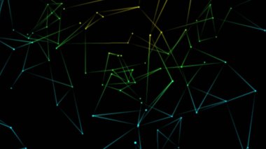 Birçok parlak çizgi ve parçacıkların soyut pleksus yapısı. Bağlantı konsepti. Yaratıcı teknolojik ultra geniş arkaplan 3D görüntüleme