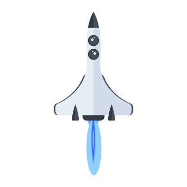 Roket Fırlatma Başlangıç Büyümesi Düz Vektör İllüstrasyonu