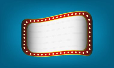 Mavi Arkaplanda Boş Görünümlü Marquee Işık Çerçeve İmzası