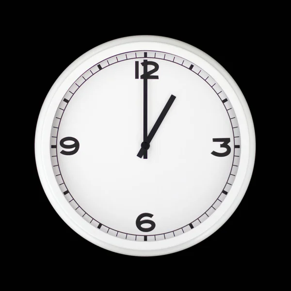 White Analog Wall Clock Isolated Black Background Its One Oclock — Stock Photo, Image